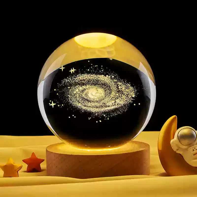 LED Night Light Galaxy Crystal Ball Table Lamp 3D Planet Moon Glowing Planetary.
