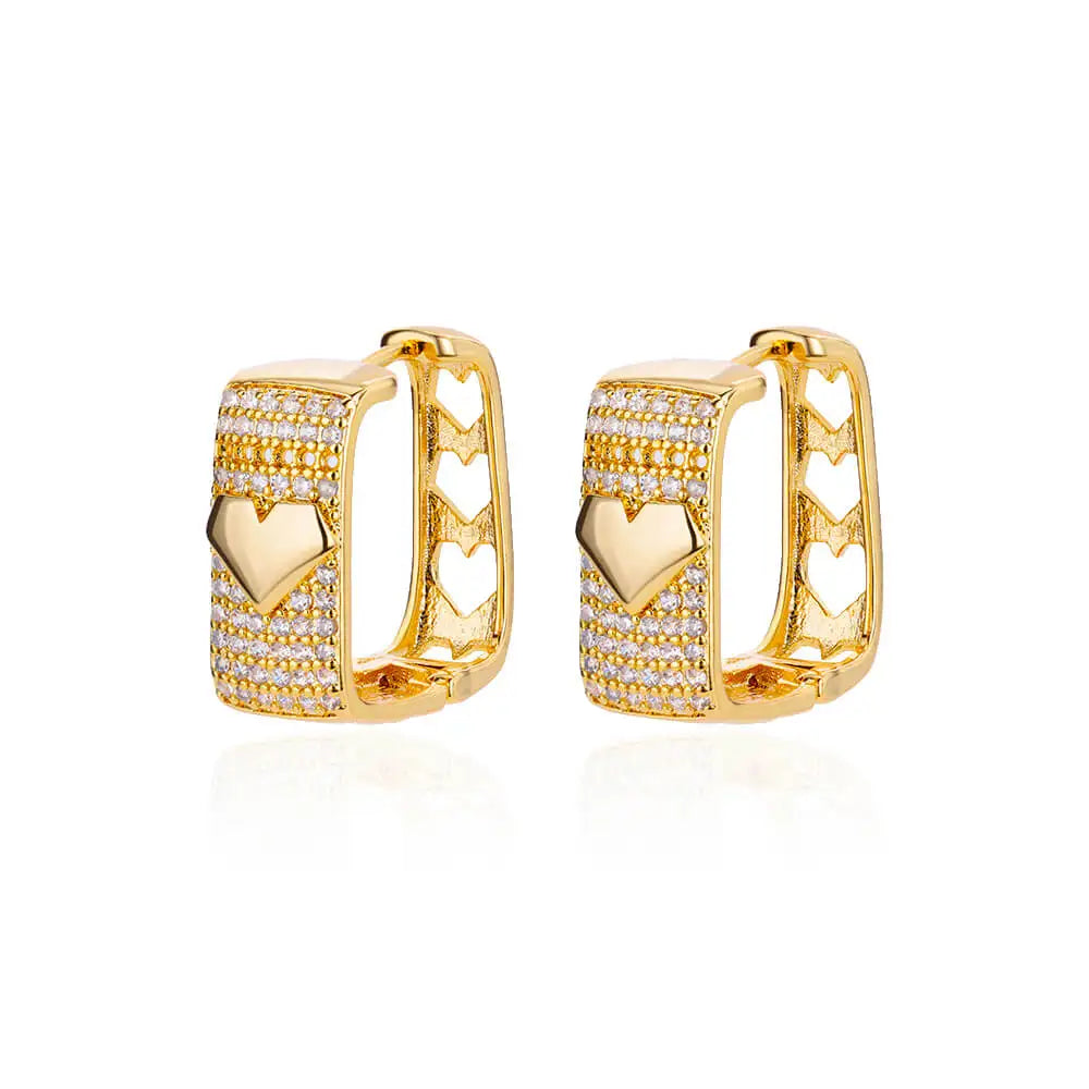 Shiny Zircon Circle Square Hoop Earrings for Women