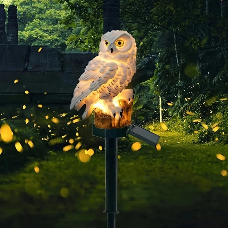 1 Pc Solar Sculpture Resin Owl Ground Plug Light.