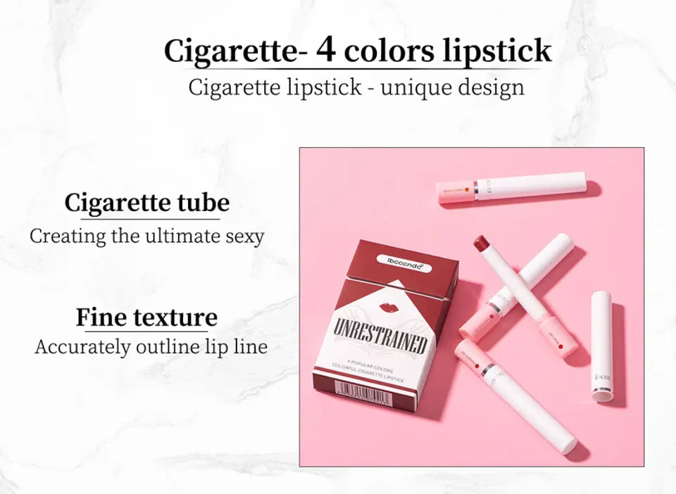 4 pcs/set Cigarette Lipstick Set Long Lasting Lip Glaze Matte Lip Gloss Waterproof.