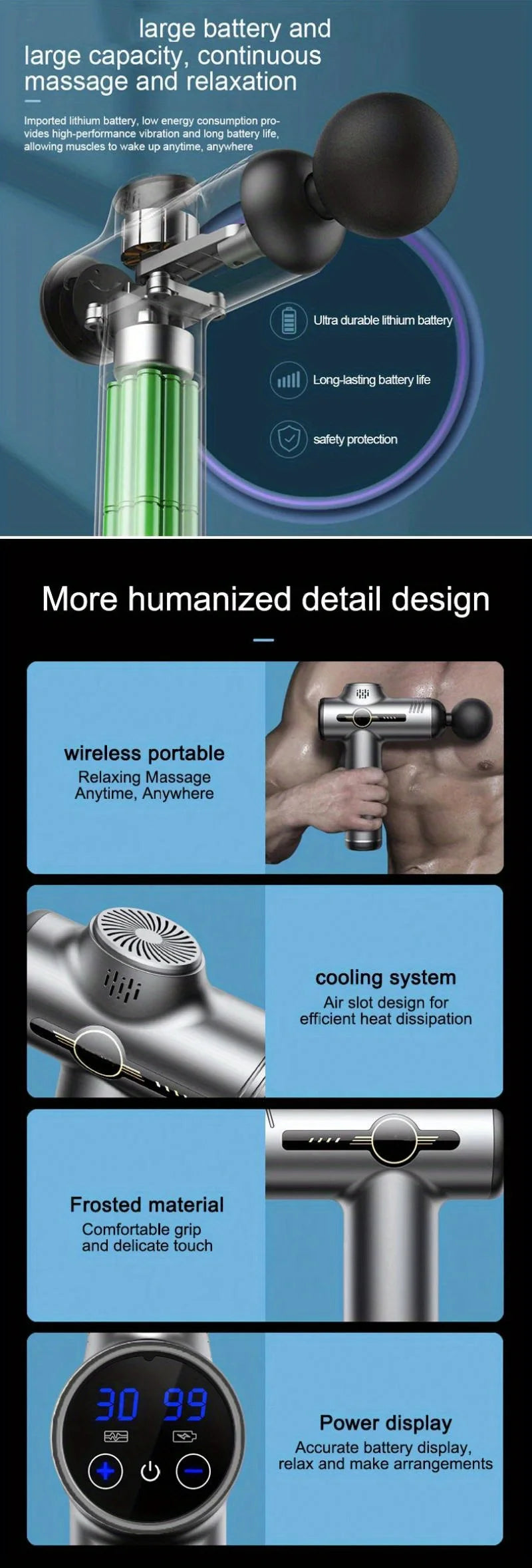 99 Level Massage Gun Fascia Deep Muscle Relax Body Neck Massager Male Female.