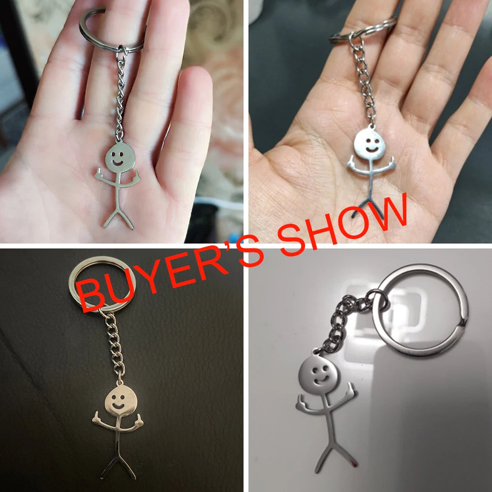 Teamer Funny Middle Finger Stickman Keychain