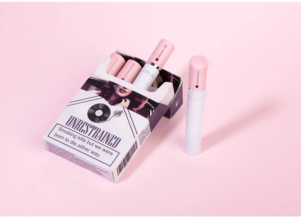 4 pcs/set Cigarette Lipstick Set Long Lasting Lip Glaze Matte Lip Gloss Waterproof.