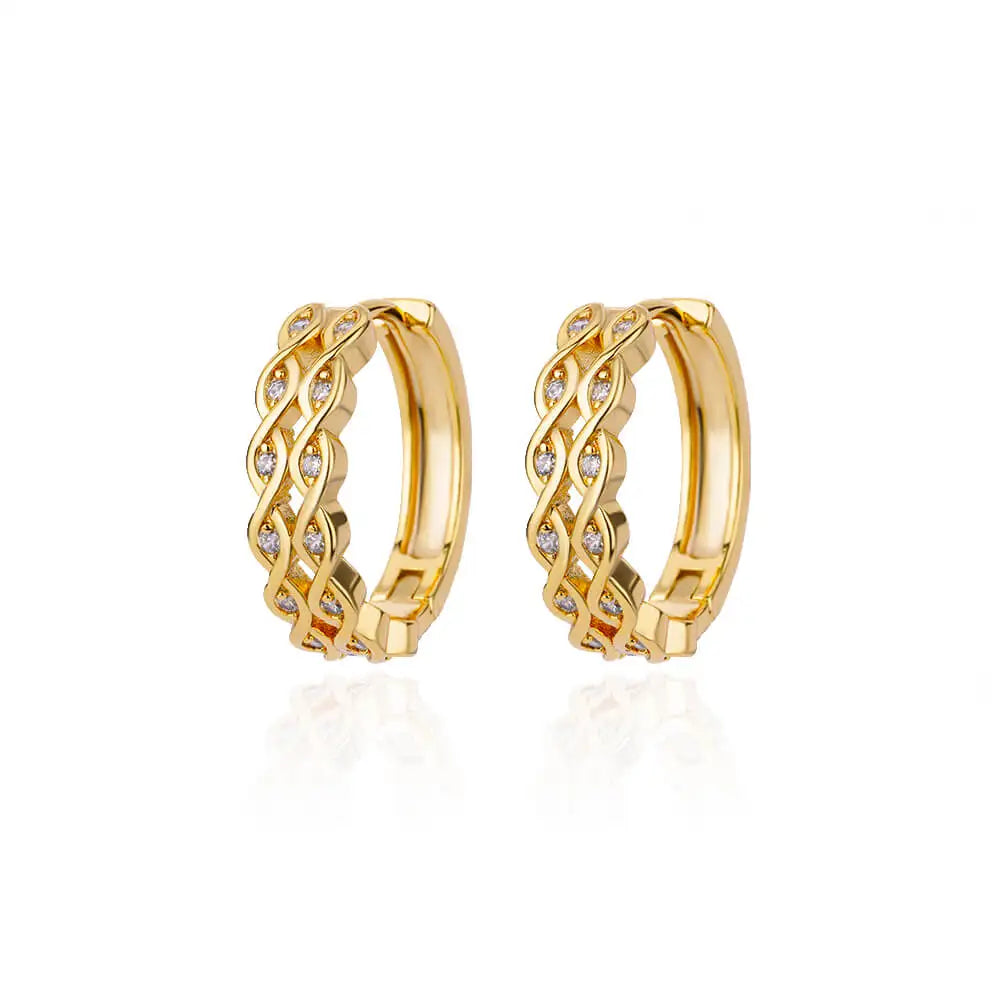 Shiny Zircon Circle Square Hoop Earrings for Women