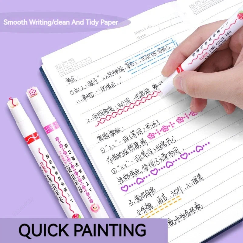 Flower Line Shape Highlighter Pen Roller Tip Curve Liner Marker.