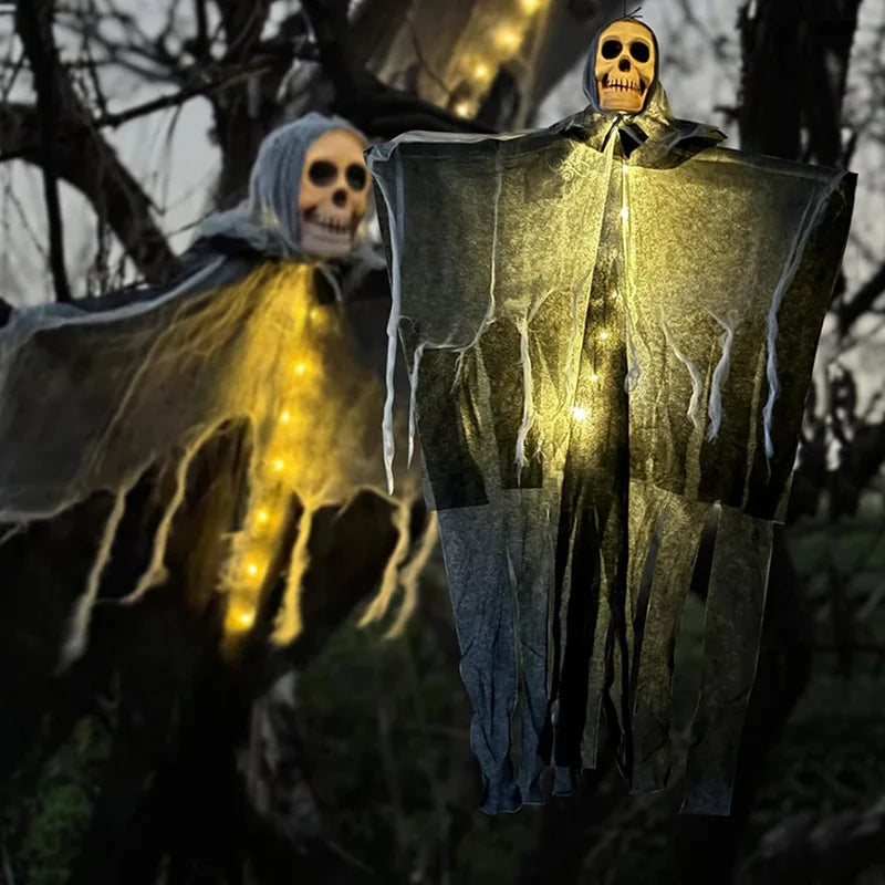 1pcs Halloween Glowing Skull Skeleton Gauze Hanging Ghost.