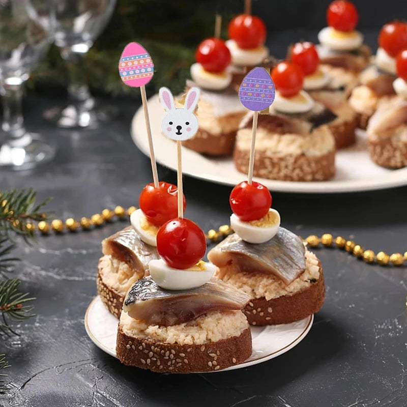 100PCS Bunny Eggs Bamboo Sticks