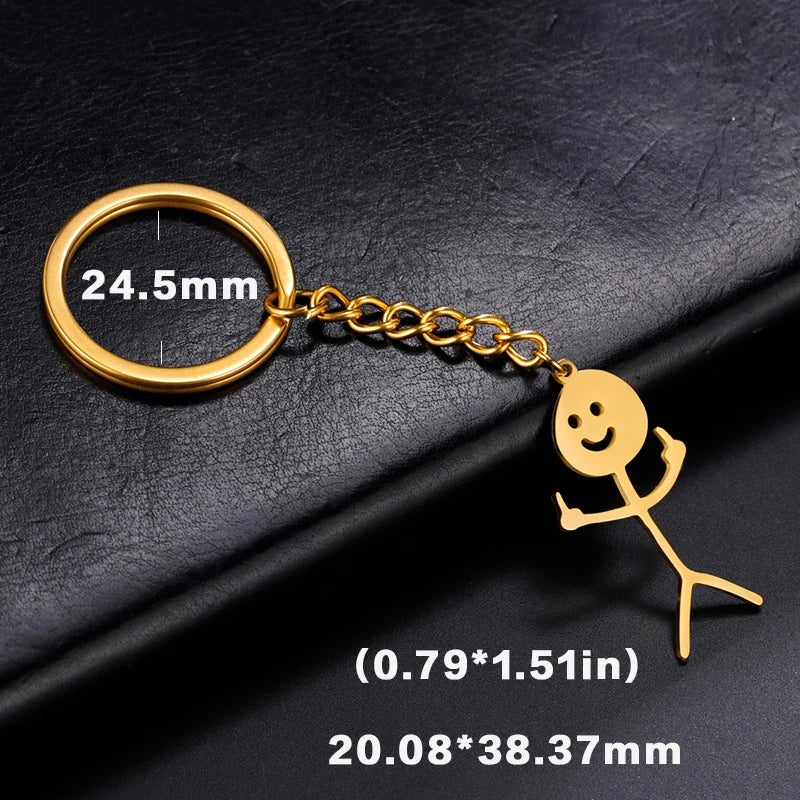 Teamer Funny Middle Finger Stickman Keychain