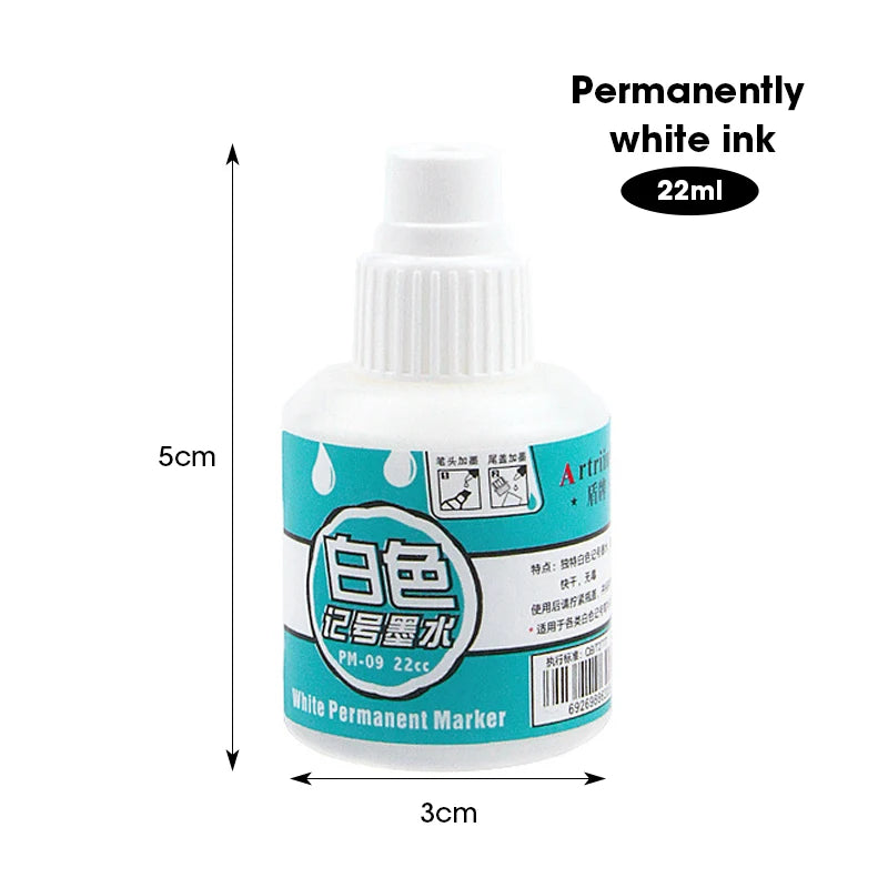 White Marker Oily Fine Tip Courier Waterproof Non-Fading, Card Tire Glass Highlighter.