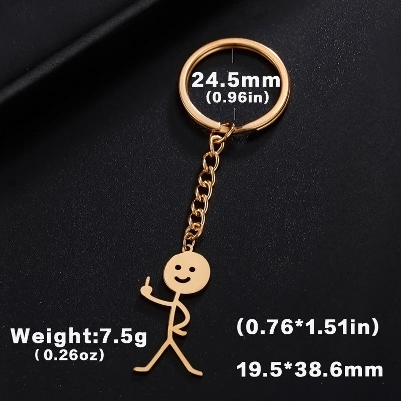 Teamer Funny Middle Finger Stickman Keychain