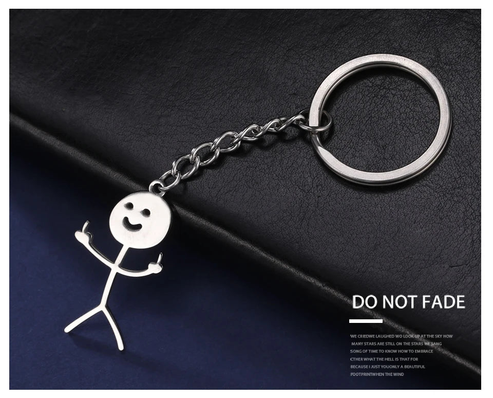 Teamer Funny Middle Finger Stickman Keychain