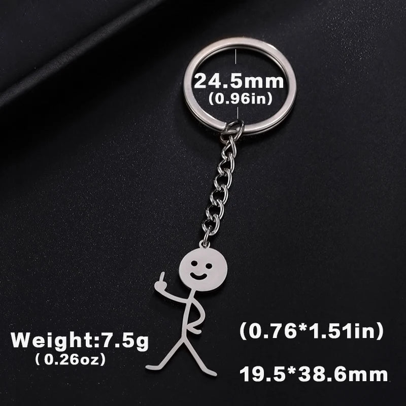 Teamer Funny Middle Finger Stickman Keychain