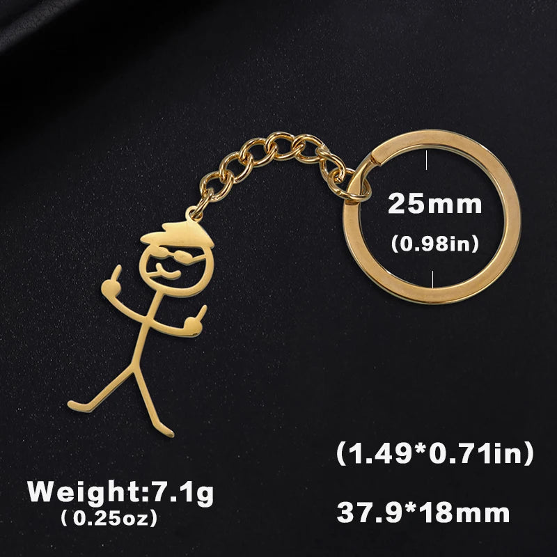 Teamer Funny Middle Finger Stickman Keychain