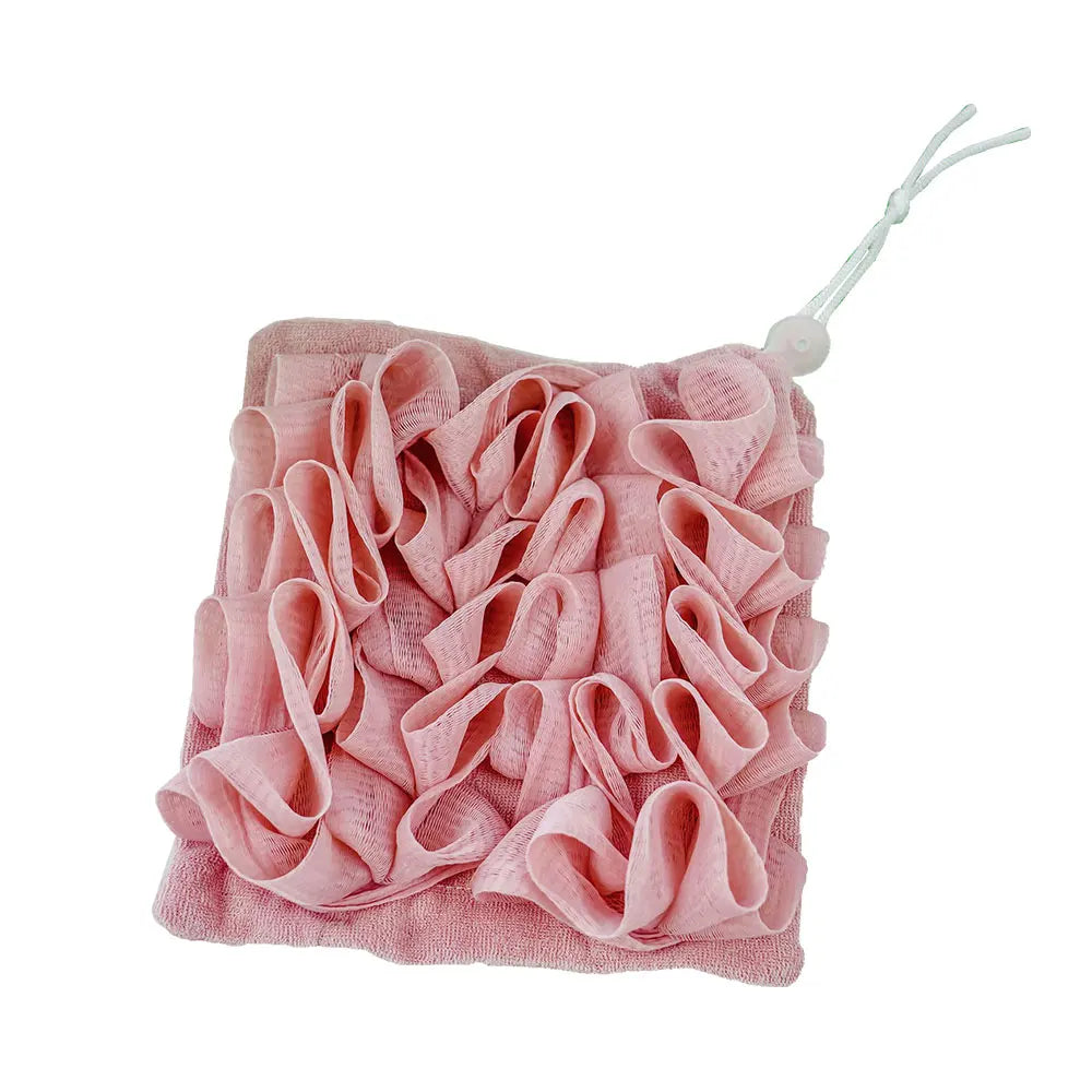 2-In-1 Bath Ball Towel Loofah With Drawstring Closure For Soap Soft Exfoliating Mesh Shower Sponge Skin Care Bathing Tool