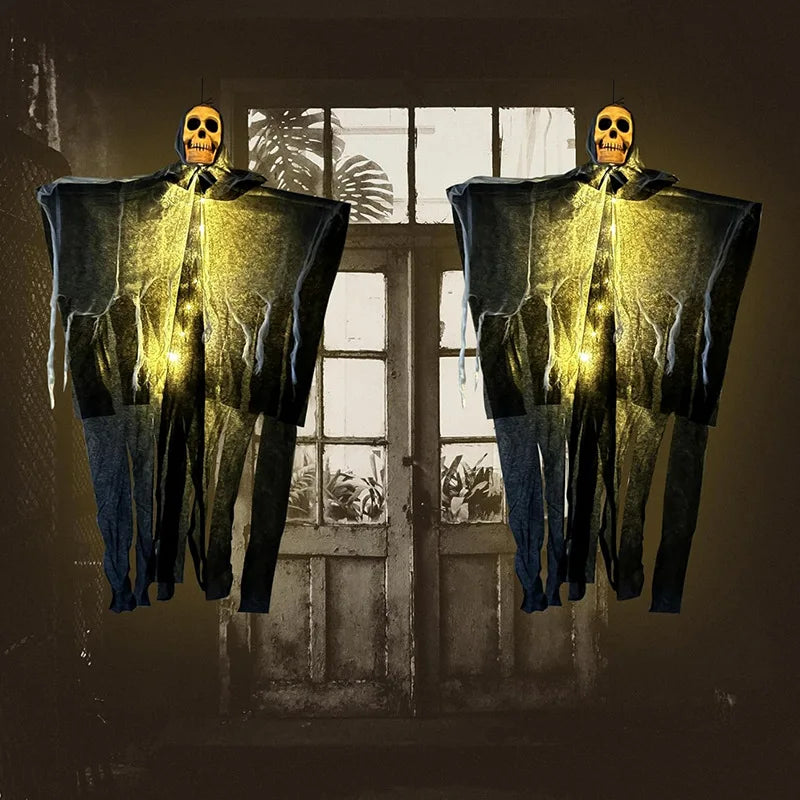 1pcs Halloween Glowing Skull Skeleton Gauze Hanging Ghost.