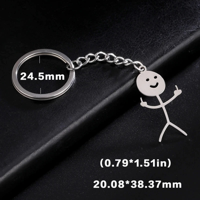 Teamer Funny Middle Finger Stickman Keychain