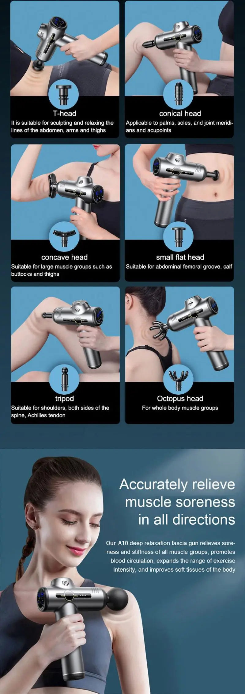 99 Level Massage Gun Fascia Deep Muscle Relax Body Neck Massager Male Female.
