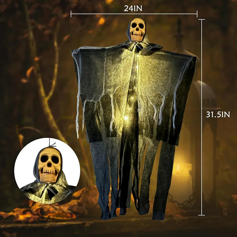 1pcs Halloween Glowing Skull Skeleton Gauze Hanging Ghost.