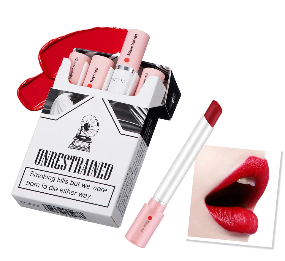 4 pcs/set Cigarette Lipstick Set Long Lasting Lip Glaze Matte Lip Gloss Waterproof.
