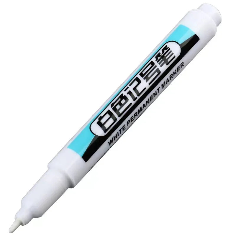 White Marker Oily Fine Tip Courier Waterproof Non-Fading, Card Tire Glass Highlighter.