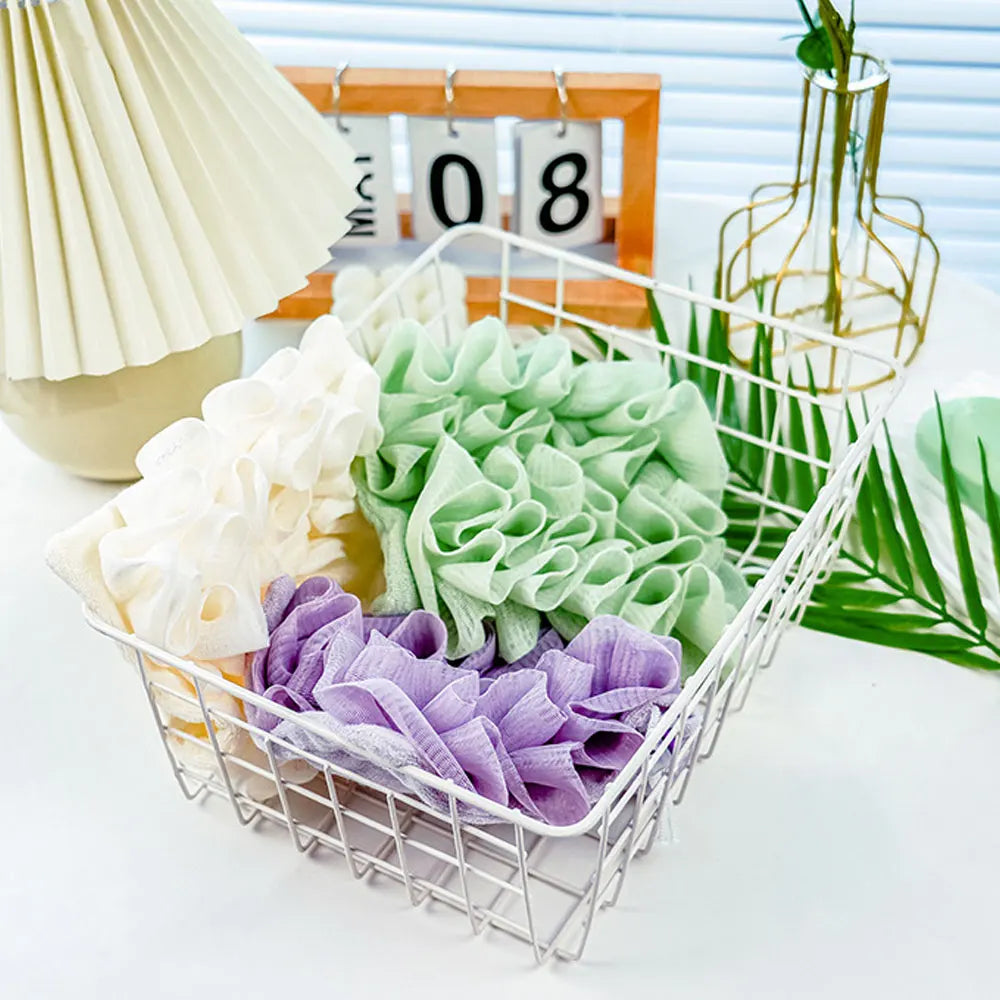 2-In-1 Bath Ball Towel Loofah With Drawstring Closure For Soap Soft Exfoliating Mesh Shower Sponge Skin Care Bathing Tool
