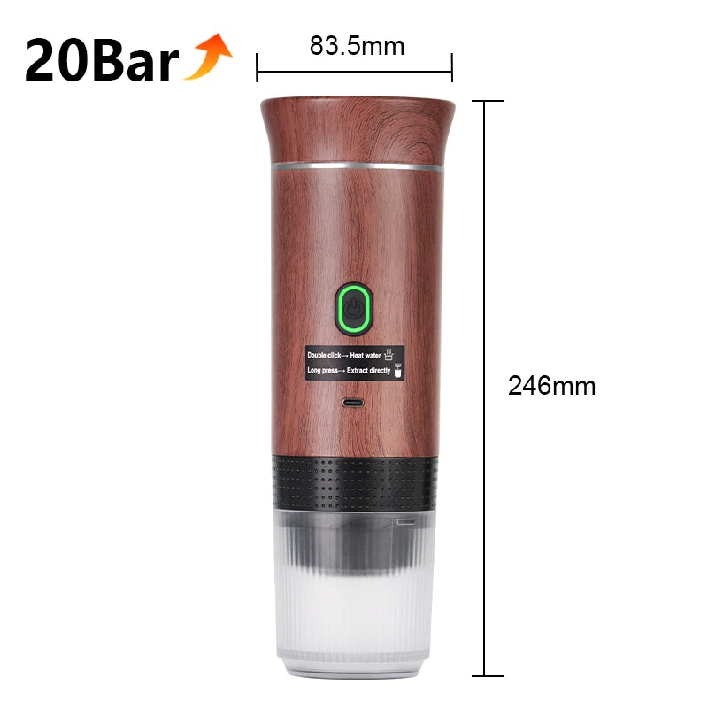 Wireless Electric Portable Espresso Coffee Machine for Car & Home Camping Coffee Maker 3-in-1 Capsule Powder Travel Coffee Maker.