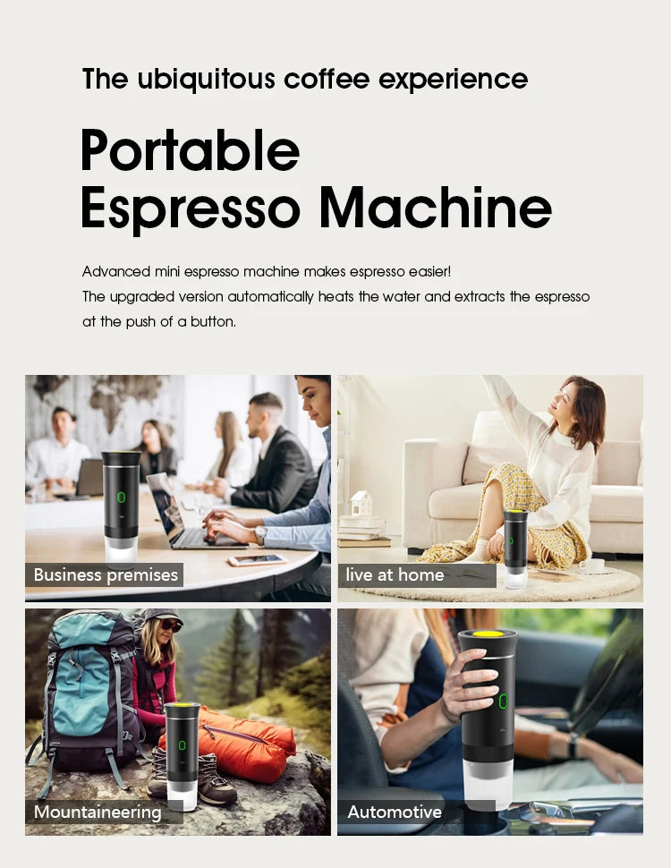 Wireless Electric Portable Espresso Coffee Machine for Car & Home Camping Coffee Maker 3-in-1 Capsule Powder Travel Coffee Maker.