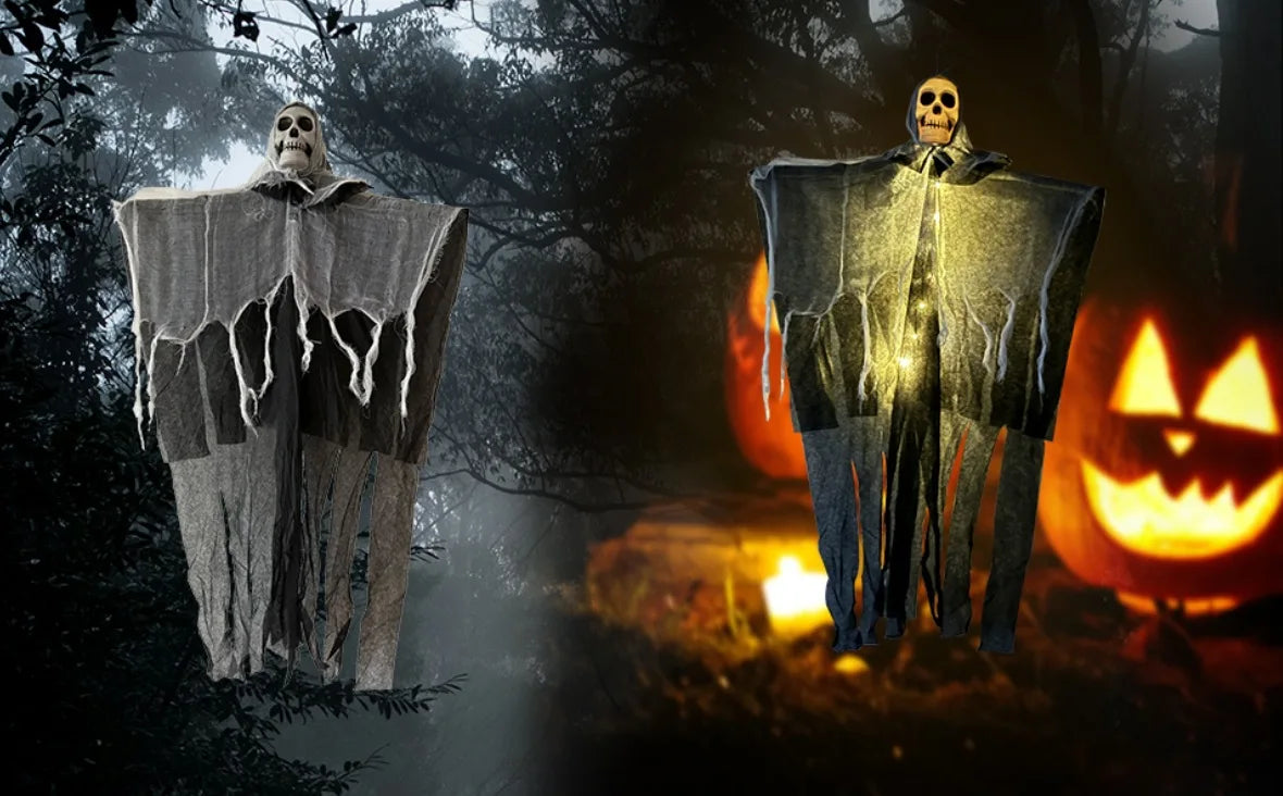1pcs Halloween Glowing Skull Skeleton Gauze Hanging Ghost.