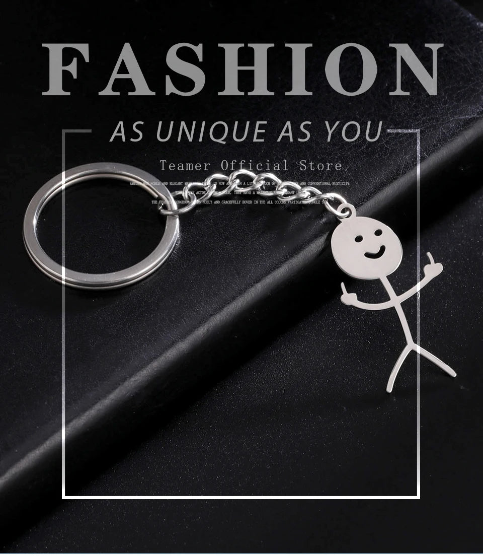 Teamer Funny Middle Finger Stickman Keychain