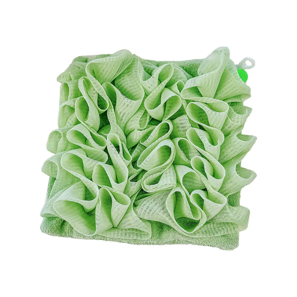 2-In-1 Bath Ball Towel Loofah With Drawstring Closure For Soap Soft Exfoliating Mesh Shower Sponge Skin Care Bathing Tool