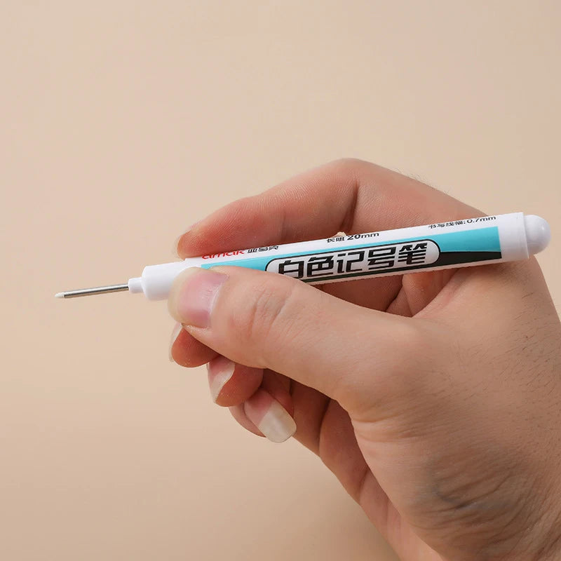 White Marker Oily Fine Tip Courier Waterproof Non-Fading, Card Tire Glass Highlighter.